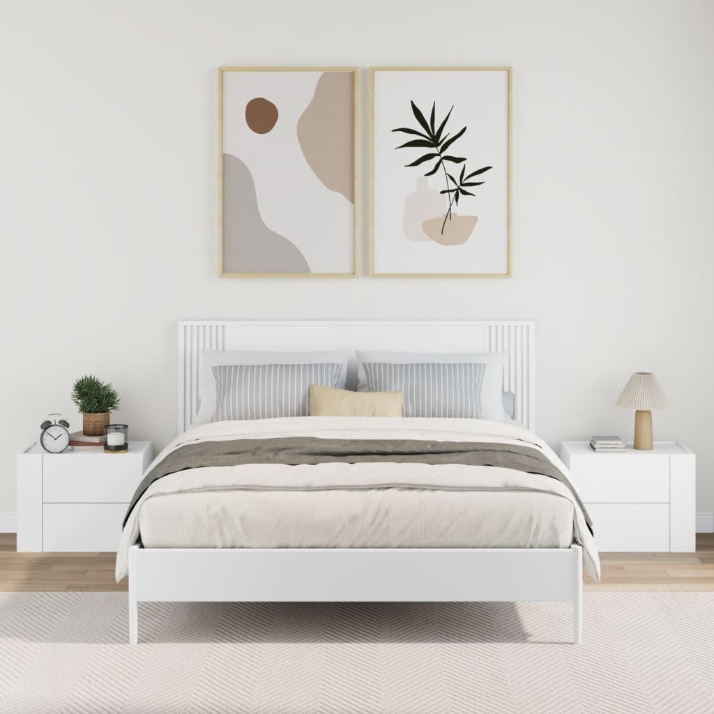 vidaXL Nachttisch Wand-Nachttische 2 Stk. Weiß günstig online kaufen