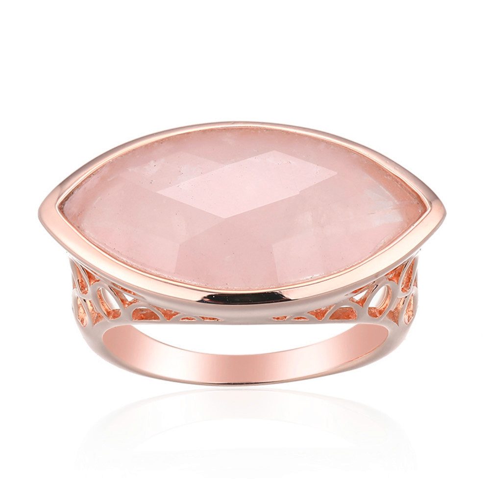 Cavill Solitärring Cavill Rosenquarz 5,812 ct Ring, 925er Silber rosévergoldet, filigran (1-tlg)