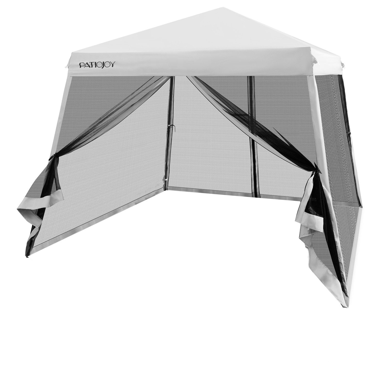 COSTWAY Partyzelt 3 x 3m Gartenzelt, mit Tragetasche, höhenverstellbar