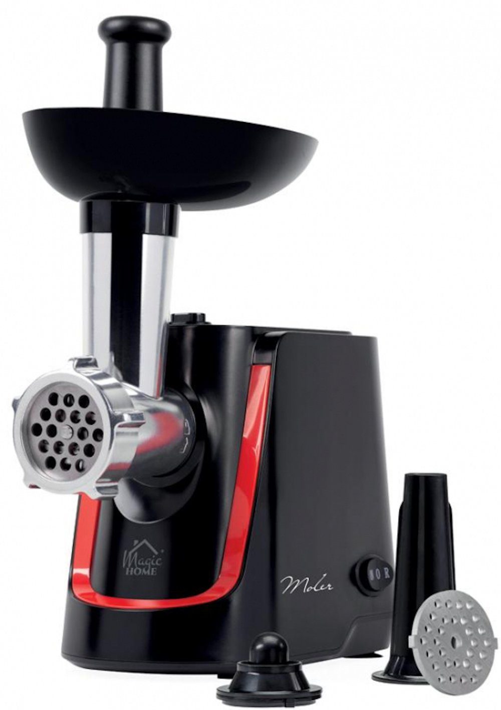 PROREGAL® Fleischwolf Fleischwolf MagicHome 230V/1340W, 1340 W, Wurst-Vorsatz, Kebbe Aufsatz, 2 Scheibengrößen, schwarz