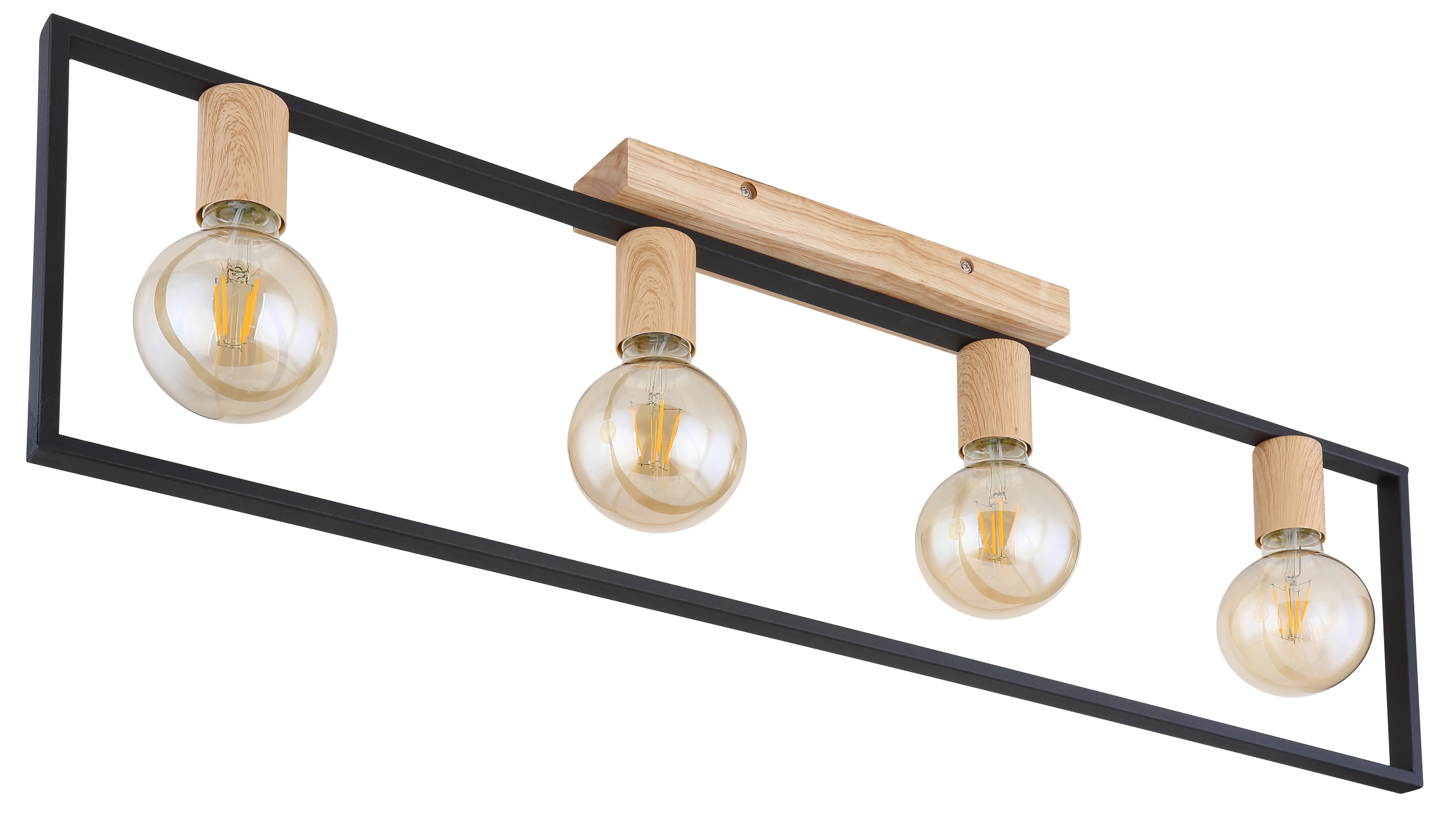 GLOBO LIGHTING Deckenleuchte DANIEL, Leuchtmittel wechselbar, LED Deckenleuchte schwarz matt mit Holzoptik, modern