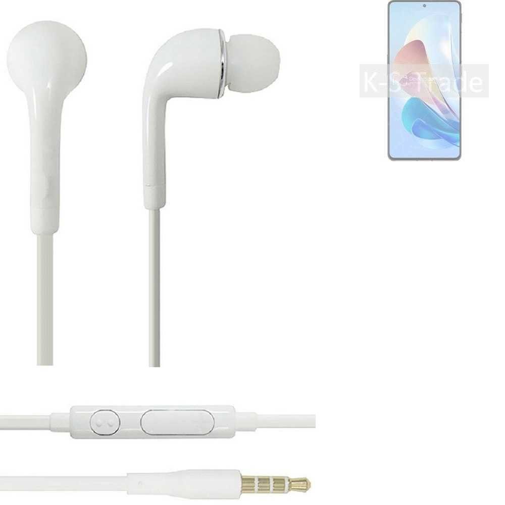 K-S-Trade für nubia Z40S Pro 120W In-Ear-Kopfhörer (Kopfhörer Headset mit Mikrofon u Lautstärkeregler weiß 3,5mm) | In-Ear-Kopfhörer