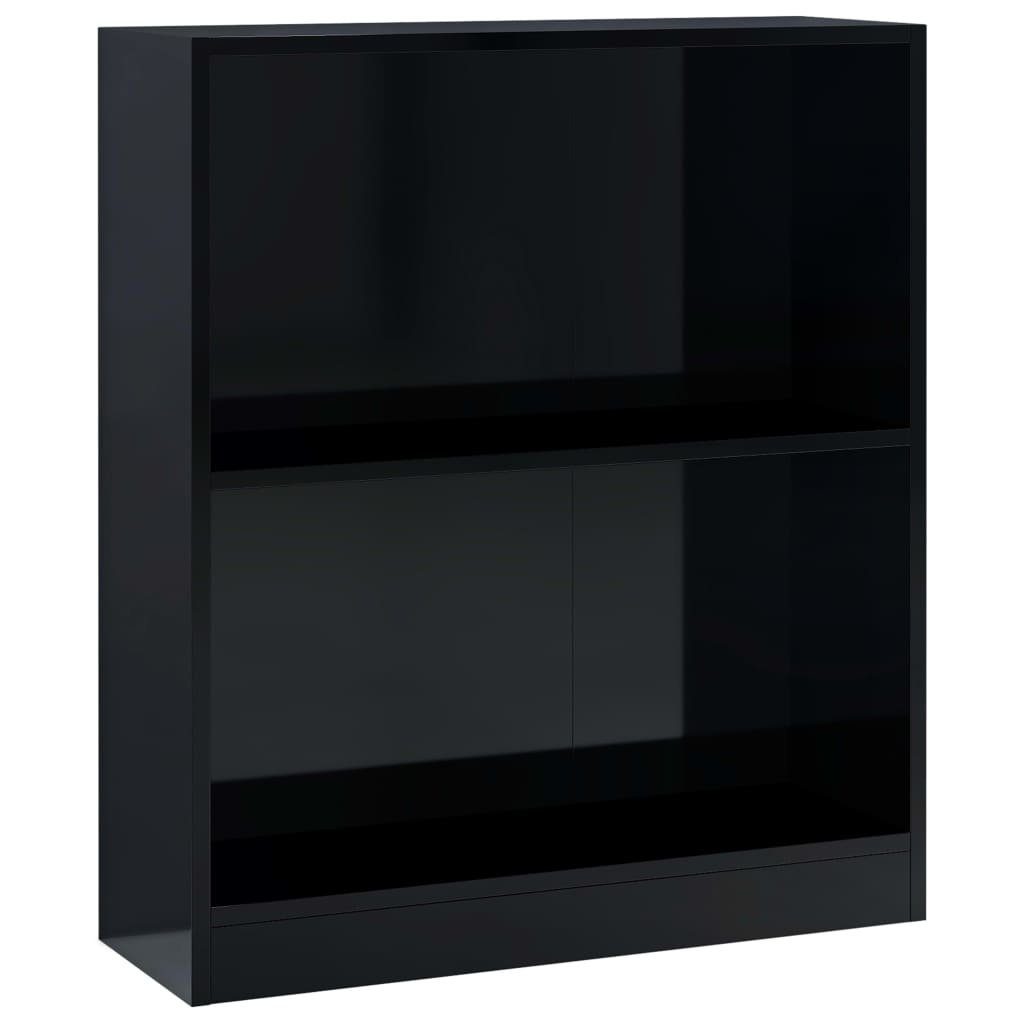 Holzwerkstoff 60x24x74,5 furnicato Bücherregal Hochglanz-Schwarz cm