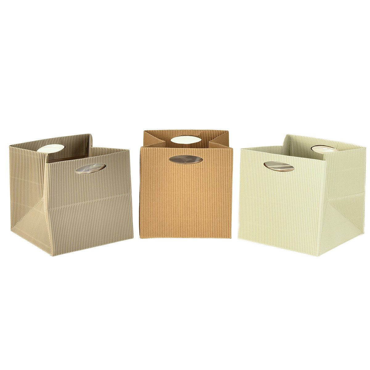 Viana Packpapier Papiertasche Braun Beige Crème 12cm Geschenktasche 6er Set, 6 Stück