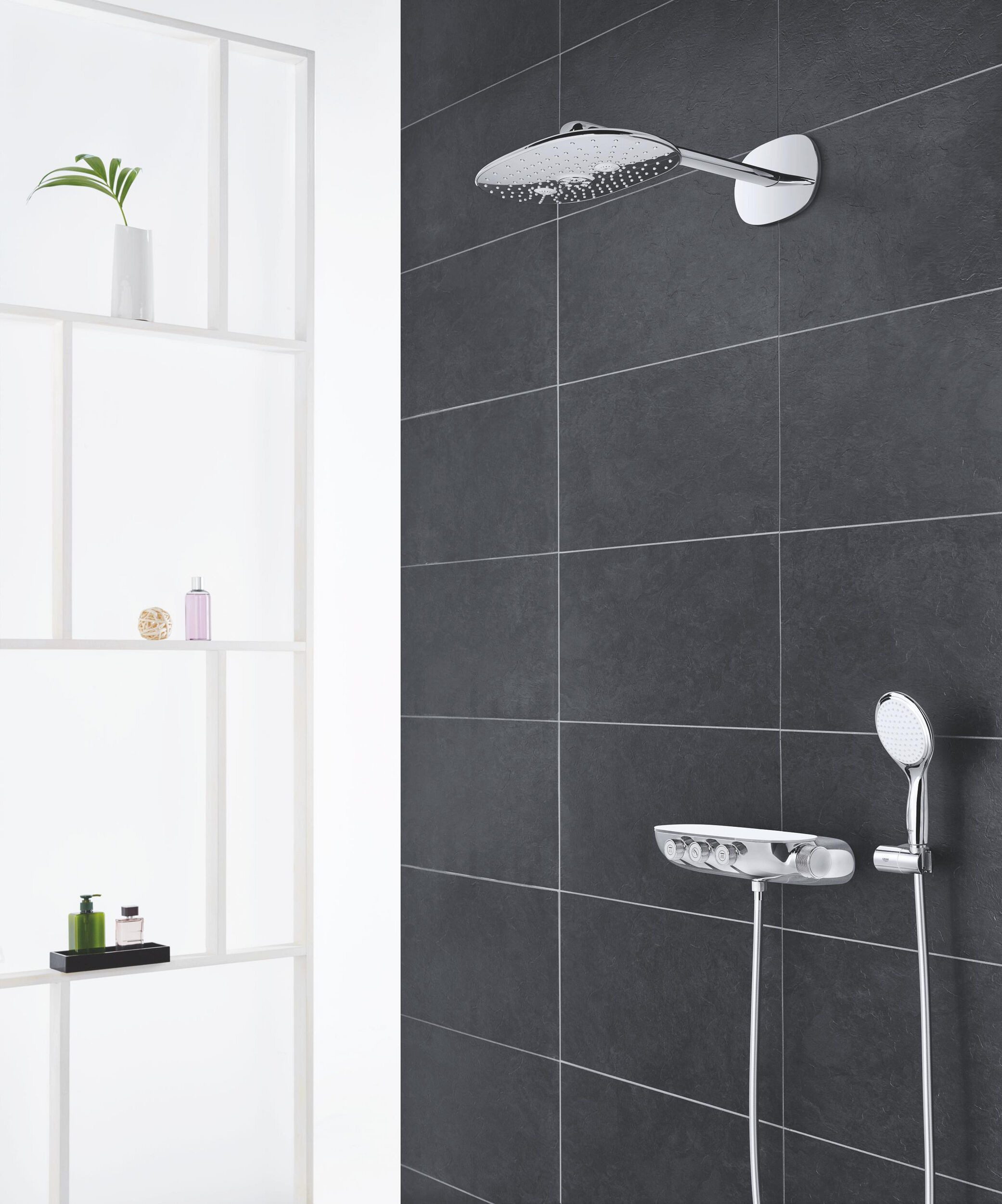 Grohe Duschsystem Rainshower System Smartcontrol, 2 Strahlart(en), Rainshower SmartControl Duo 360 m. Thermostatbatterie Ausladung 450
