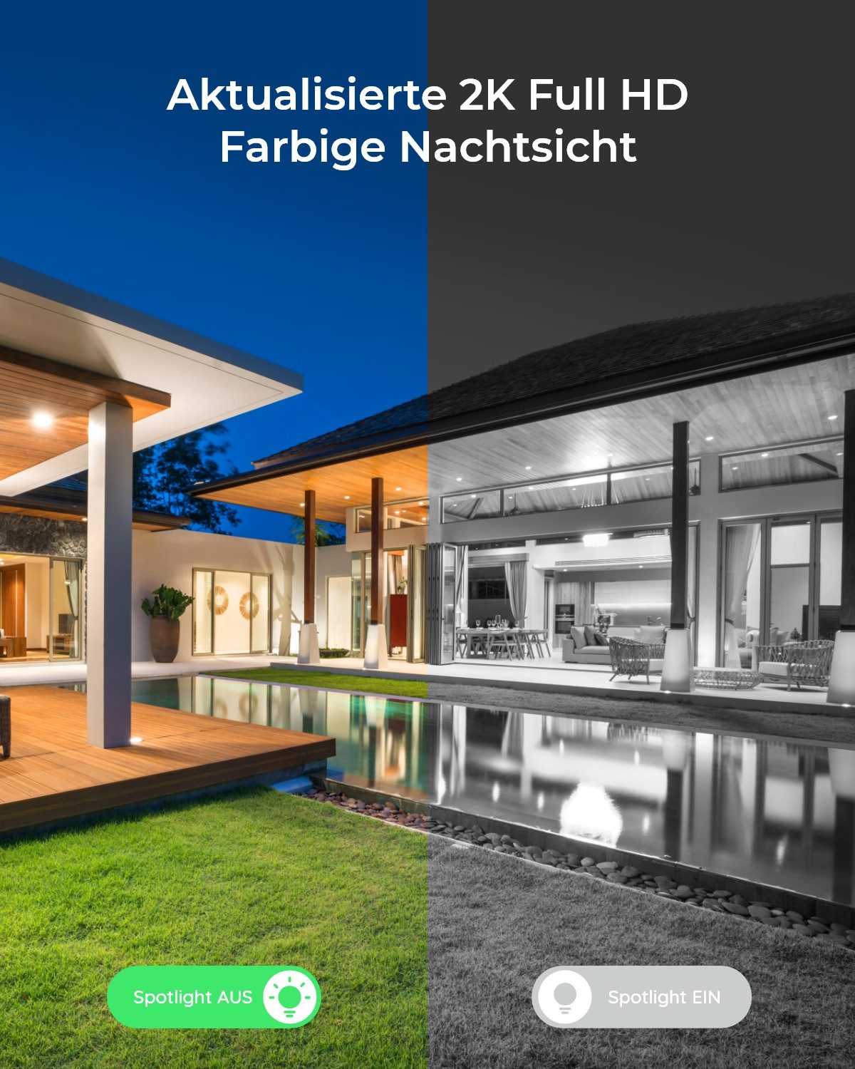 Reolink Überwachungskamera Lumus 2K WLAN IP (Außenbereich, Innenbereich, Farbige Nachtsicht,Sirene,2-Wege-Audio,4MP,Intelligente Erkennung,AI)