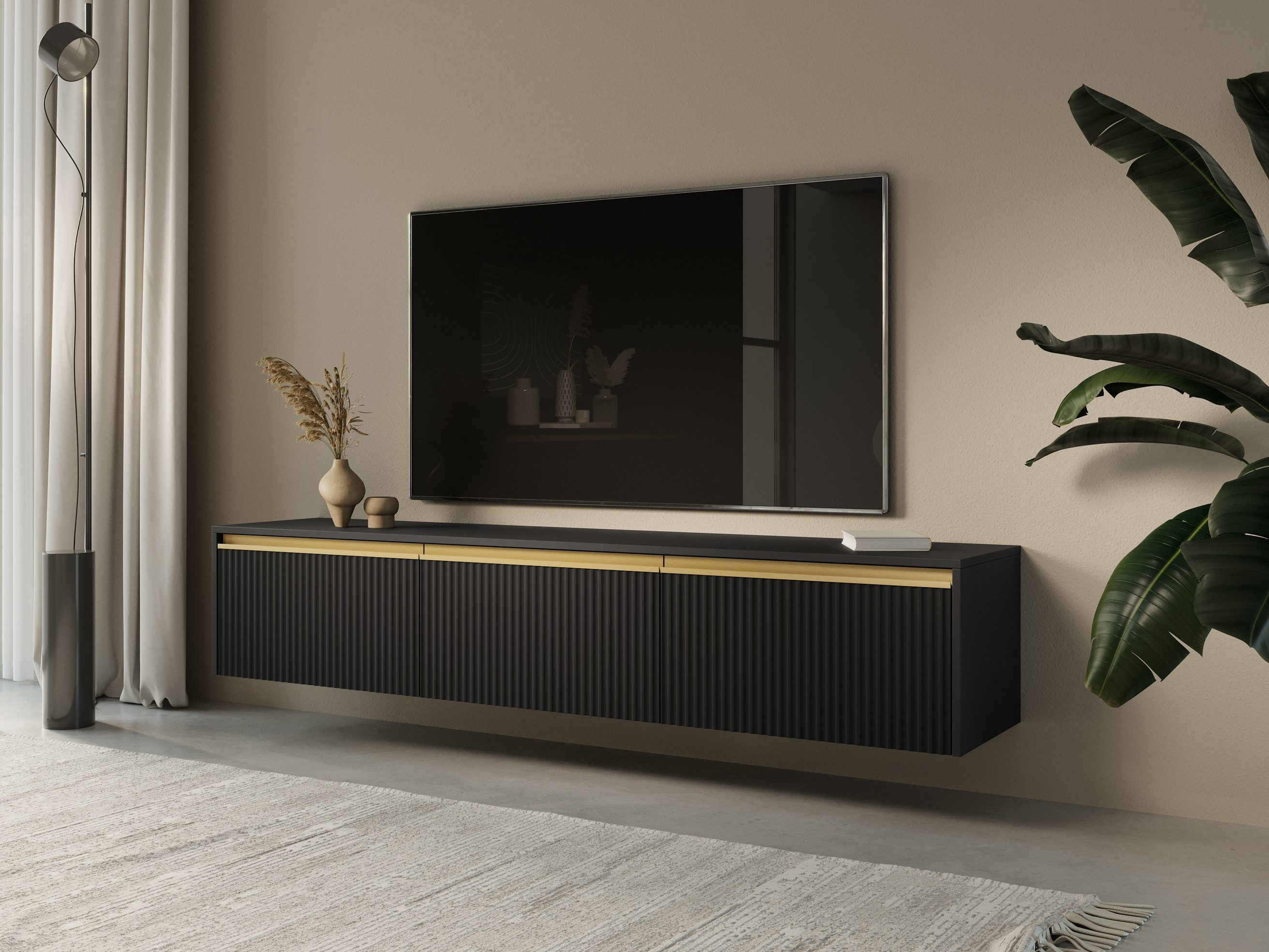MOEBLO TV-Board Delu 180 (Eleganz und Vielseitigkeit für Ihr Wohnzimmer, stehend oder hängend, Lowboard Fernsehtisch TV-Bank TV Tisch Fernseher Tisch TV Möbel), (BxHxT):180x42x39 cm