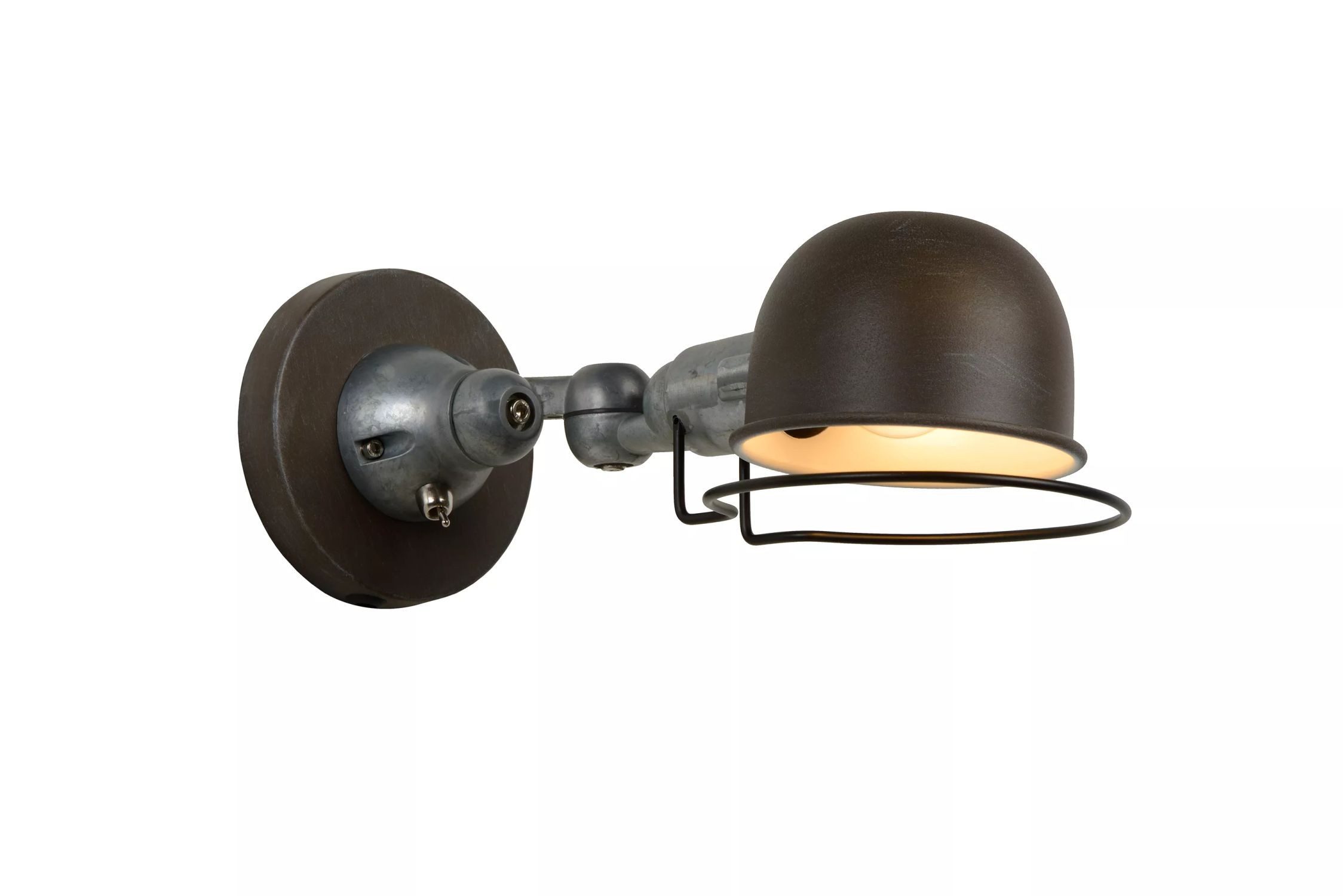 Licht-Erlebnisse Wandstrahler TAVEN, ohne Leuchtmittel, Metall verstellbar Rostbraun Grau E14 Industrial Design
