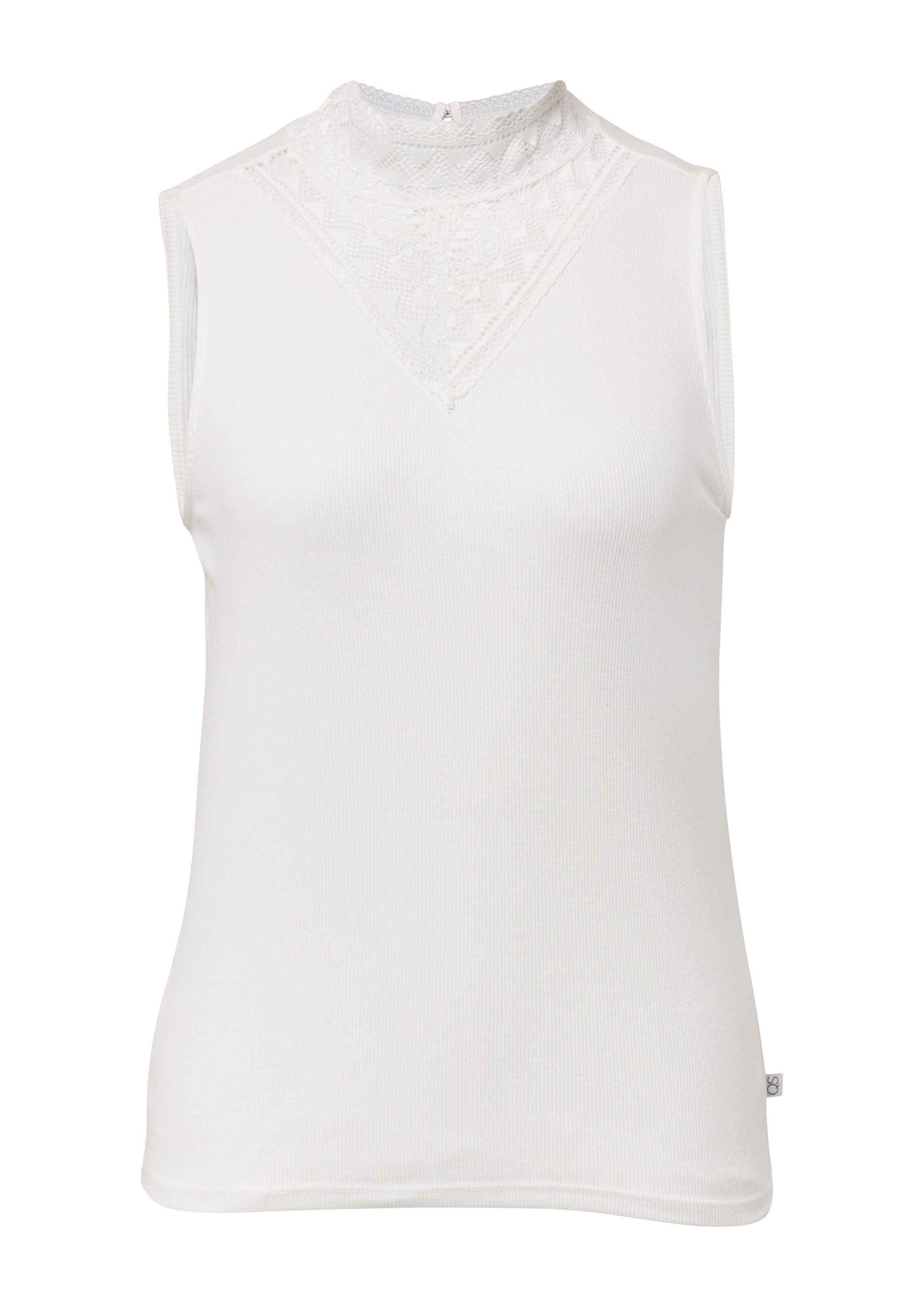 QS Kurzarmshirt T-Shirt Top mit Spitzeneinsatz günstig online kaufen