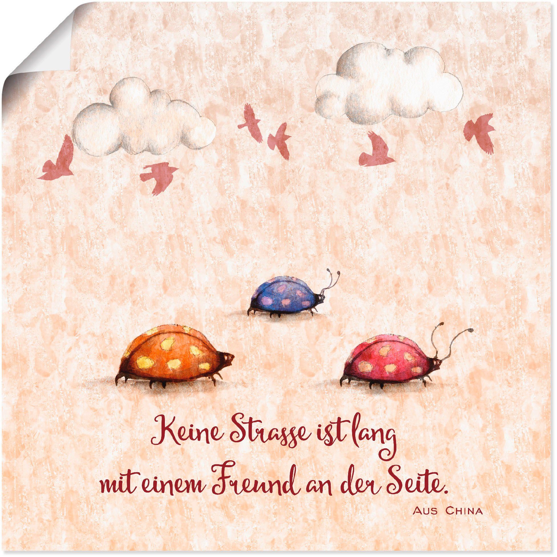 Artland Wandbild Lebensweisheit Freunde, Tiere (1 St), als Alubild, Leinwandbild, Poster in verschied. Größen