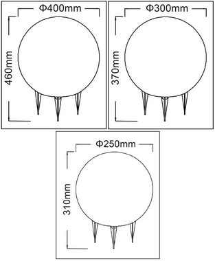 TRANGO LED Gartenleuchte, 3er Set 253040WB IP65 Gartenkugel in Weiß matt mit 25/30/40cm Durchmesser *SNOW* Kugelleuchte inkl. je 1x 4-5 Watt E27 LED Leuchtmittel & je ca. 5 Meter IP44 Kabel, Gartenleuchte, Leuchtkugel