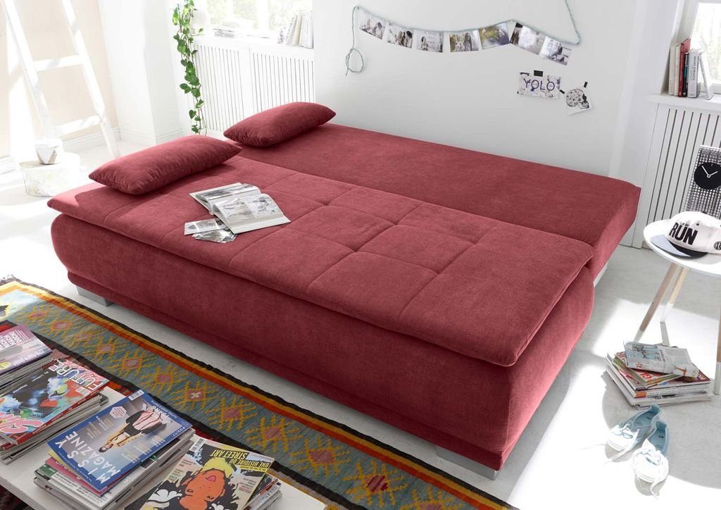 211x103 Luigi cm Schlafsofa, DESIGN Schlafsofa Couch EXCITING Schlafcouch ED Rot (Berry) Sofa