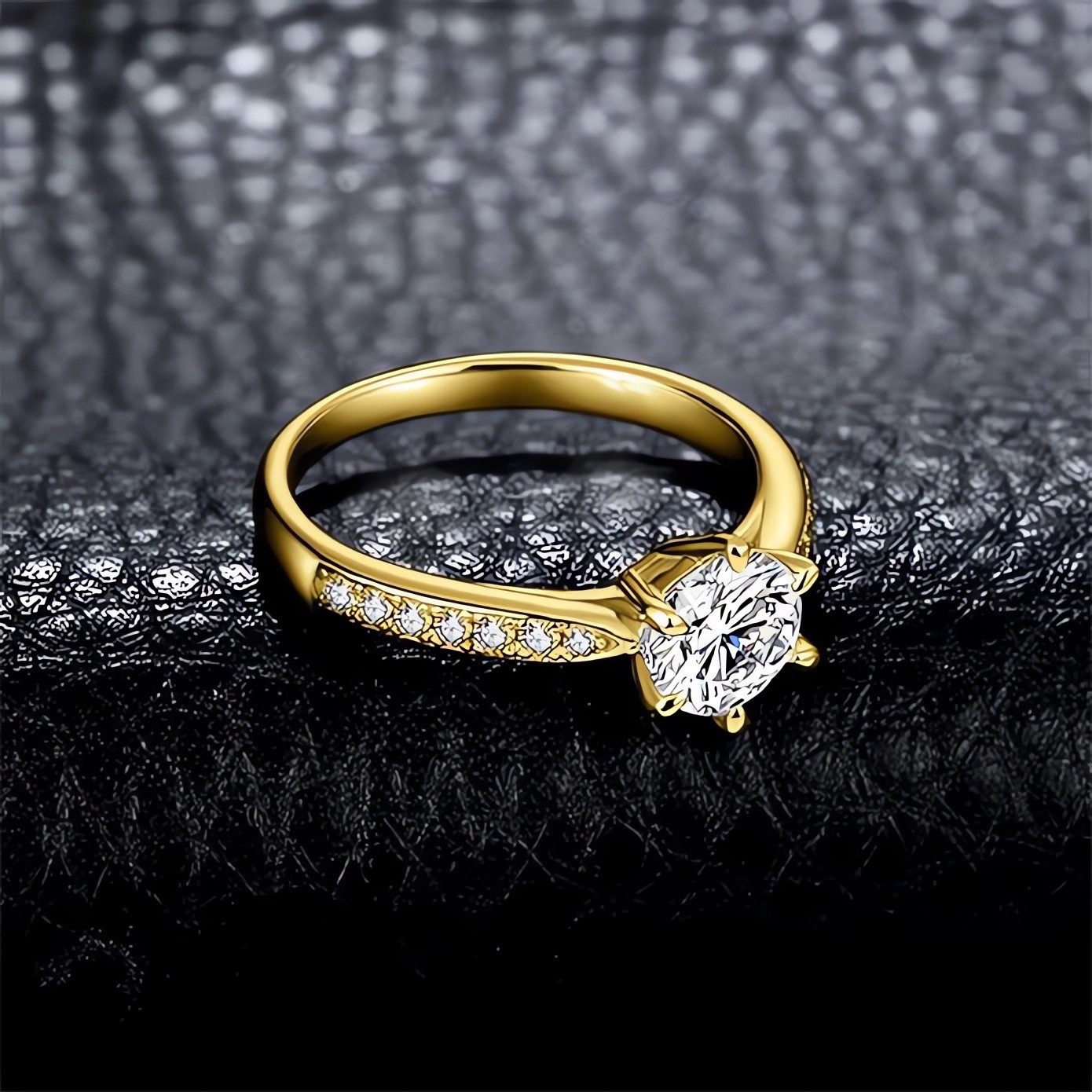 Jumpeak Diamantring Ring Damen 1ct 14K Gold E VS2 3EX RundSchliff Diamantring für Hochzeit, Lab Grown Diamant Ring, Mit IGI-Zertifikat, Geburtstagsgeschenk