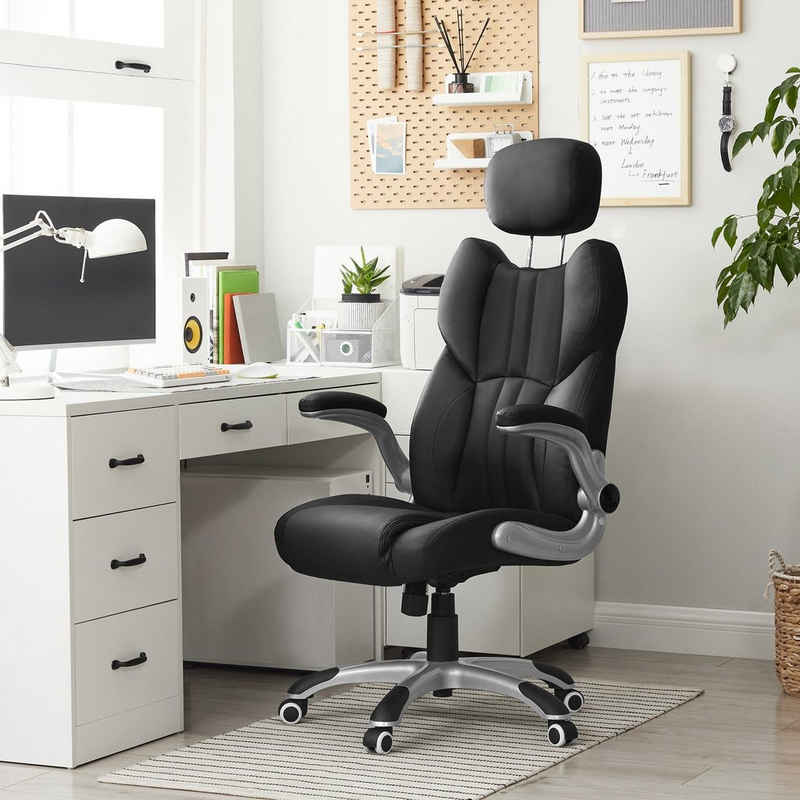 SONGMICS Chefsessel »Schreibtischstuhl«, ergonomisch, höhenverstellbar, klappbare Armlehnen, Home-Office