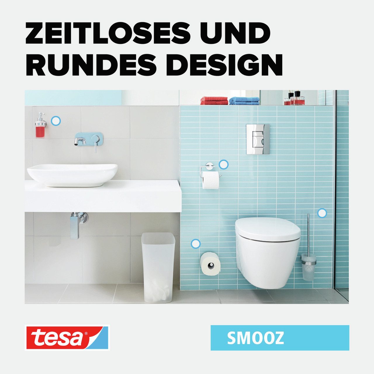 tesa Zahnputzbecher 1 x SMOOZ Zahnputzbecher, (Komplett-Set, 3-St), chrom - silber glänzend - 8 cm x 12,5 cm x 11,5 cm – Bild 4 von 5
