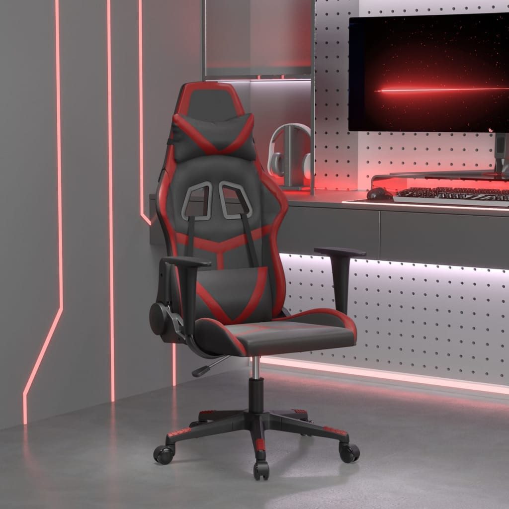 Gaming-Stuhl Kunstleder Schwarz Weinrot 67x64x116-127 cm