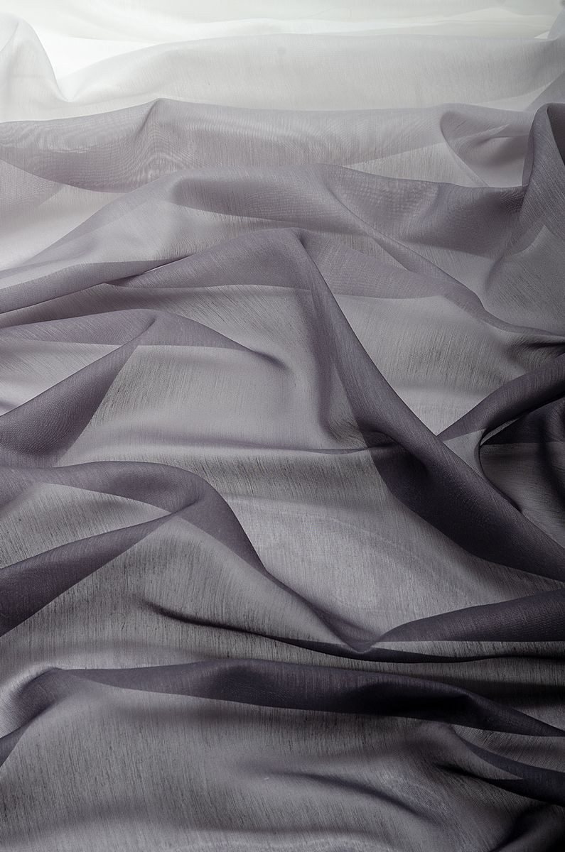 SCHÖNER LEBEN. Stoff Gardinenstoff transparent Vita Farbverlauf weiß grau 300cm, Digitaldruck