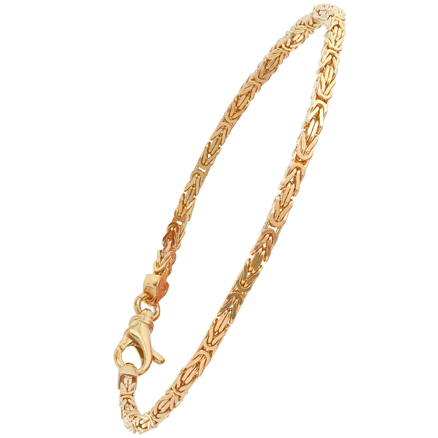 HOPLO Goldarmband Goldarmband Königskette Breite 2,5 mm 21 cm massiv 585-14 Karat Gold, Made in Germany