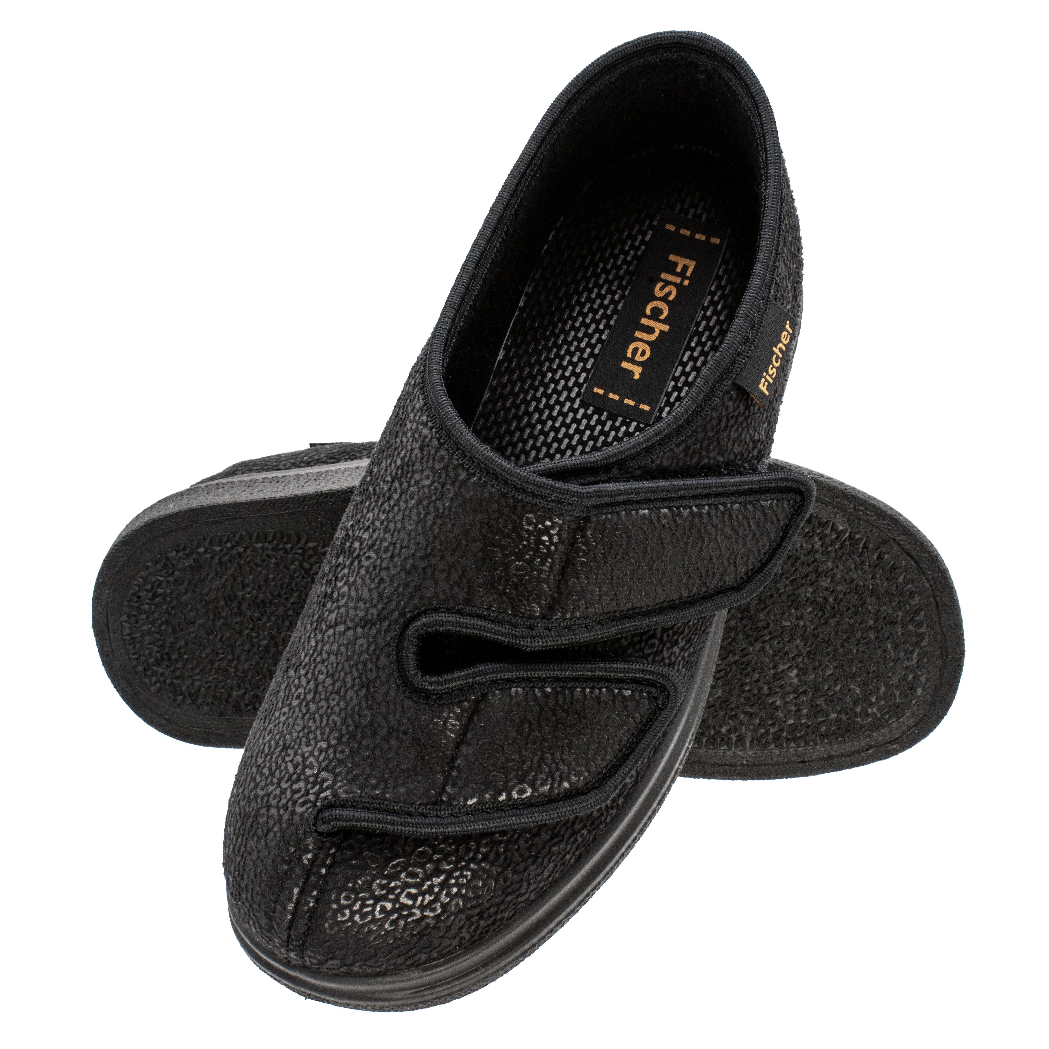 Fischer-Markenschuh Ortho Hausschuh Klettverschluss, Weite K, Einlegesohle herausnhembar, Reptilstretch