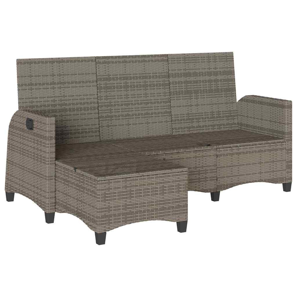 vidaXL Loungesofa Gartensofa mit Liegefunktion Kissen L-Form Grau Poly Rattan, 1 Teile