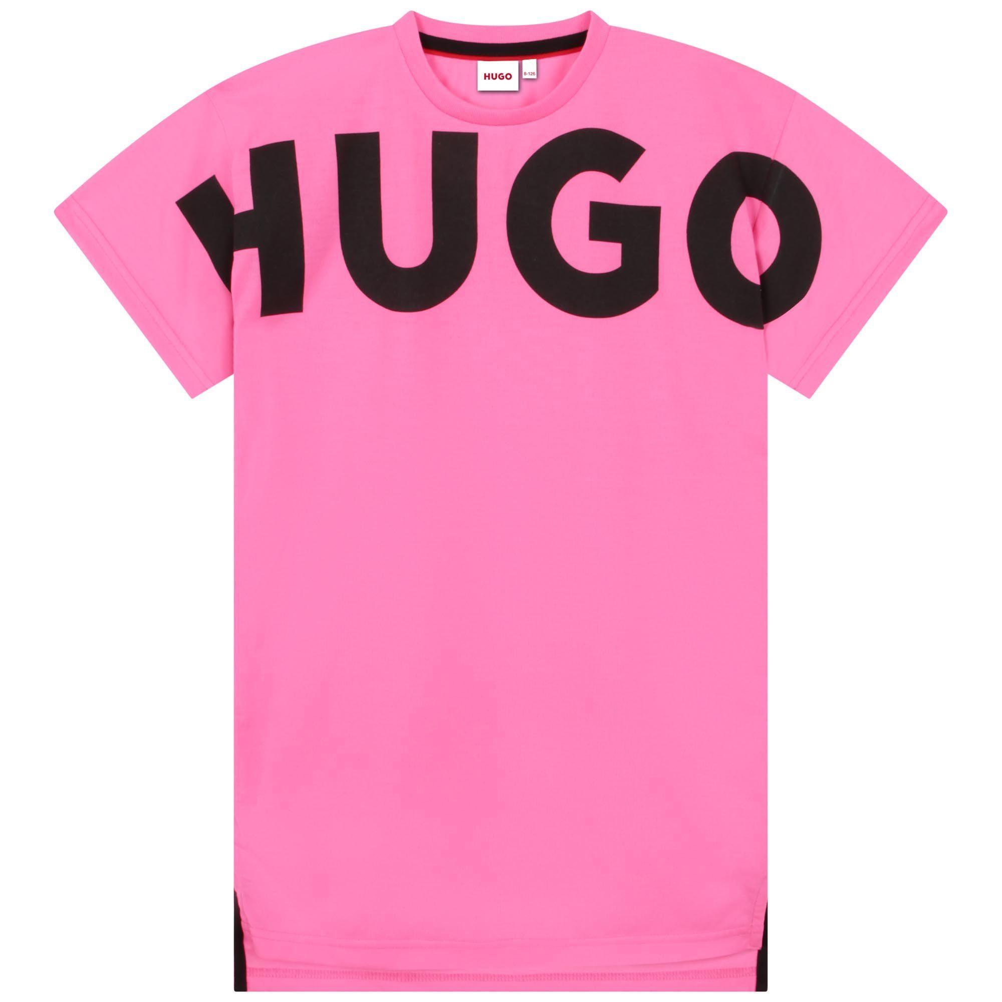 HUGO Shirtkleid Hugo (1-tlg) mit Kleid Kids Shirtkleid pink Logo