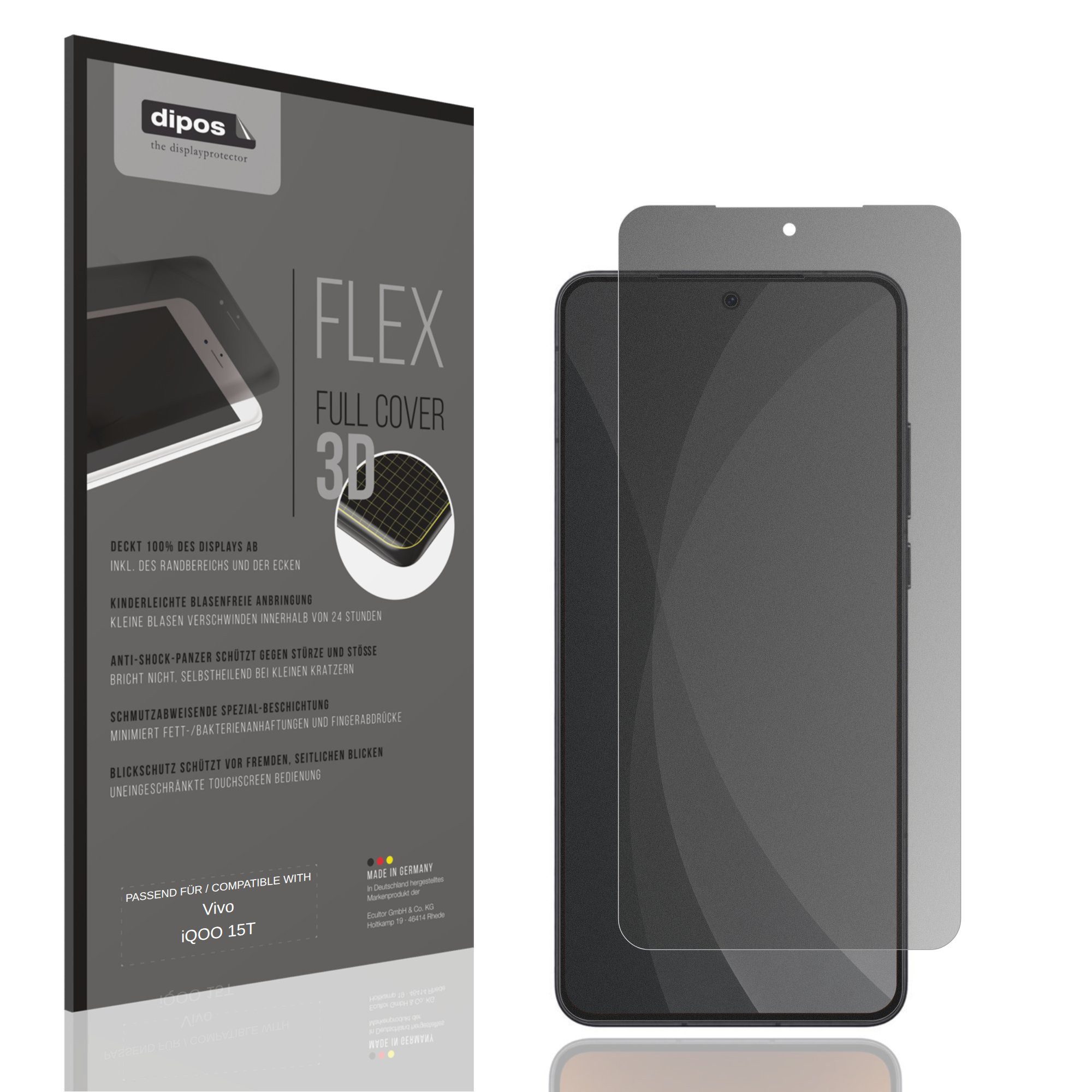 dipos Displayschutzfolie Schutzfolie für Vivo iQOO 15T, 1 Stück, Displayschutz Schutz Folie Made in Germany