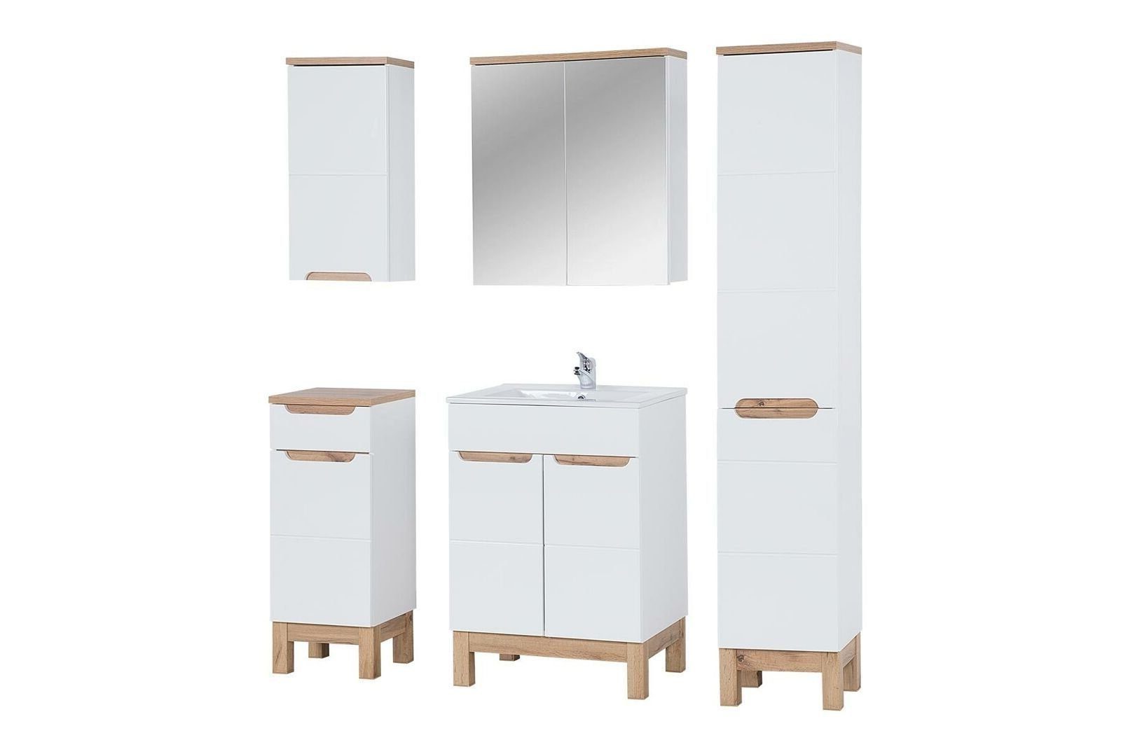 Xlmoebel Badezimmer-Set Klassisches Badezimmermöbel in elegantem Design aus Italien, (5-St., Waschtisch + 4x Schränke), Hergestellt in Europa