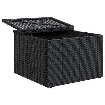 vidaXL Hocker Gartenhocker mit Kissen Schwarz 55x55x37 cm Poly Rattan