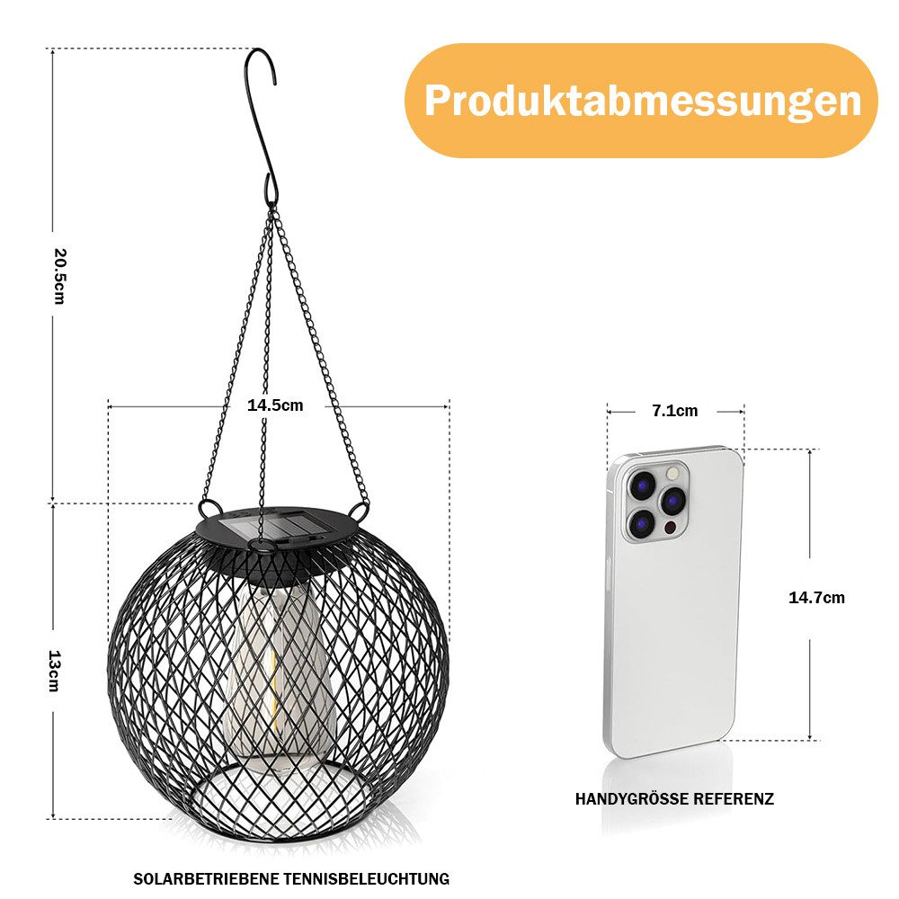 TUWENA LED Solarleuchte 2 Stück Solarlampen für Außen, LED Wasserdicht Hängend Solarleuchten, Metall Garten Christmas Decorations Solarlampen für Außen Terrasse