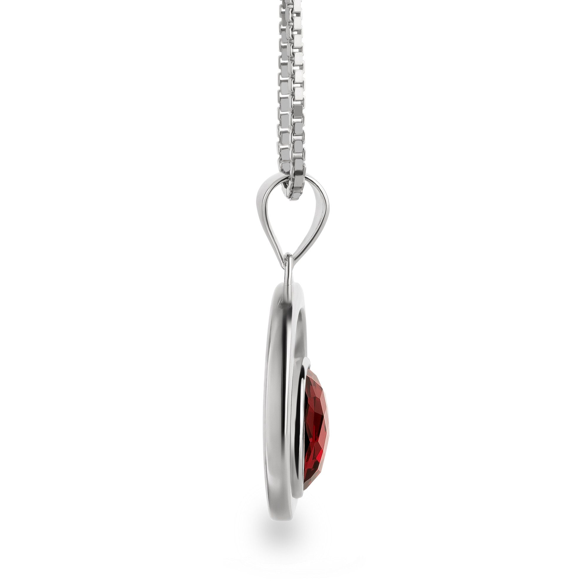 Schöner-SD Kette mit Anhänger Runder Anhänger mit Kristall und 925 Silber Halskette 45cm, mit Markenkristall
