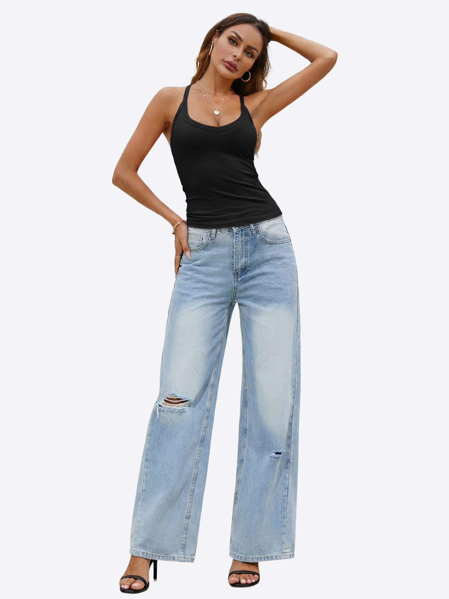 Imily Bela Trägertop Damen Elastisches Yoga Tanktop (Packung, 1-tlg., 1per-Pack) in Unifarbe