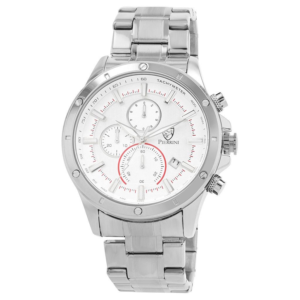 Pierrini Quarzuhr 2800122 Edelstahlband, Herren, hochwertig, Chronograph, Stoppuhr