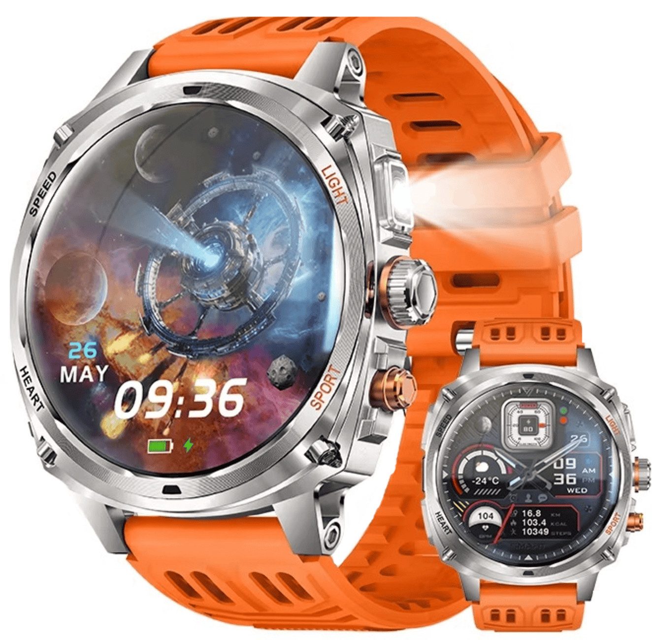 Nagham Ghazal Aswad Smartwatch Herren AMOLED HD LED Sport Bluetooth Anruf Fitness Uhr Smartwatch (5,25 cm cm), AMOLED, LED, Bluetooth, IP68, Akku