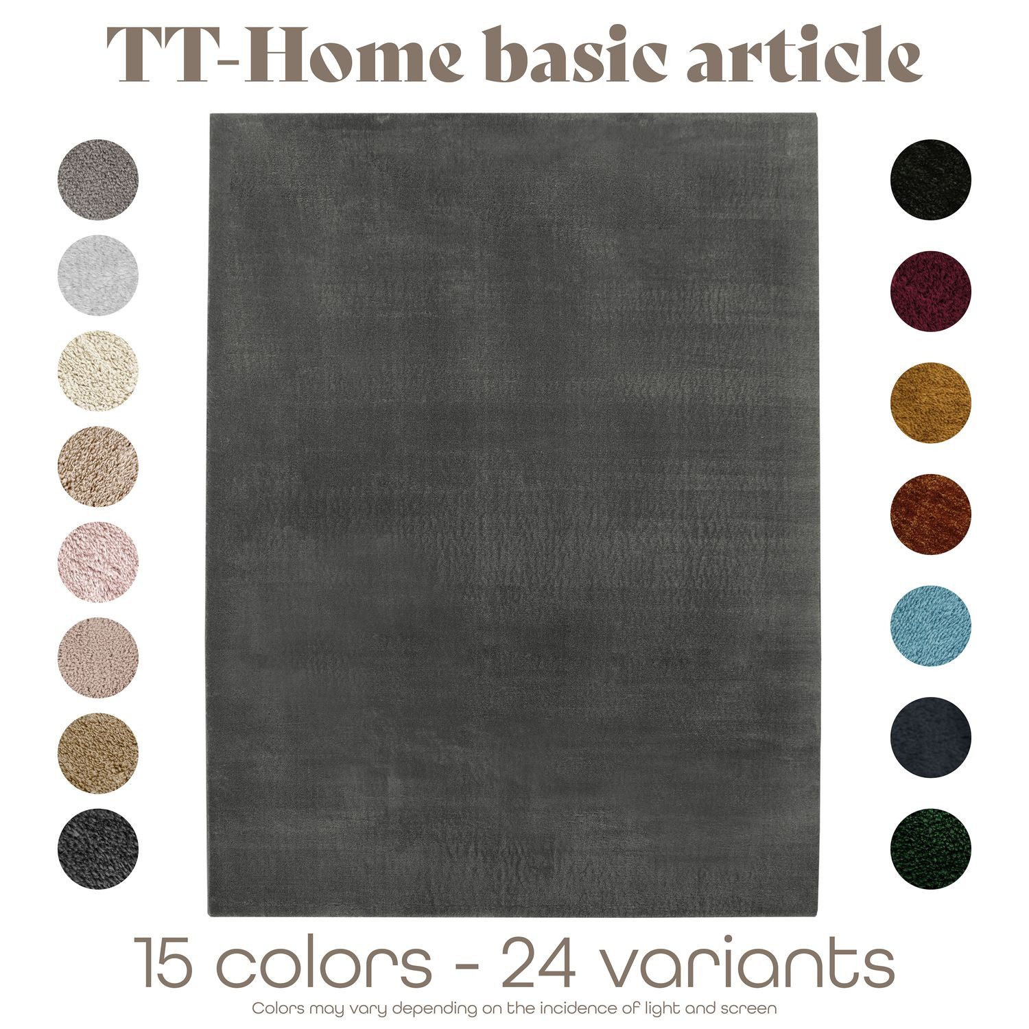 TT Home Teppich Diele, Esszimmer, Flur, Schlafzimmer, Wohnzimmer, Rund, Höhe: 14 mm, Wohnzimmer Kurzflor Einfarbig Modernes Design Waschbar