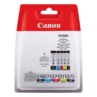 Canon PGI570/CLI571 PGBK/BK/C/M/Y Tintenpatrone (Set, Original Druckerpatrone, schwarz (pigm), schwarz, cyan, magenta, gelb)