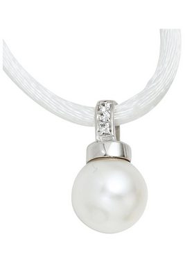 JOBO Perlenanhänger Anhänger mit Perle, 925 Silber mit synthetischer Perle und Zirkonia