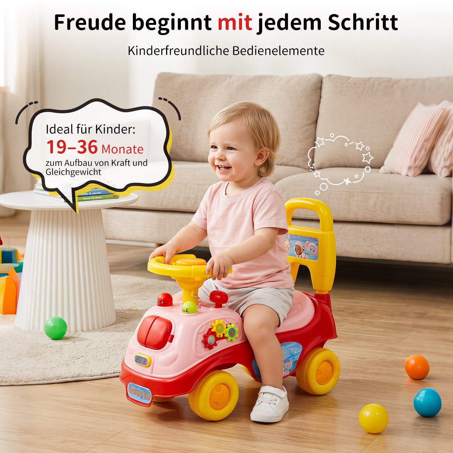 oyajia Rutscherauto Kinderfahrzeug mit Stauraum,Lauflernhilfe Babywalker Spiel, (auch als Lauflernhilfe nutzbar, Kinder Rutschauto)