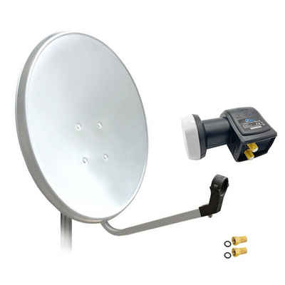 ARLI 60 cm HD SAT Anlage weiss +Twin LNB +2x F-Stecker SAT-Antenne (60 cm, Stahl)