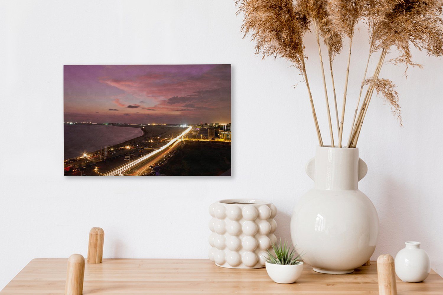 Leinwandbilder, Aufhängefertig, OneMillionCanvasses® cm St), Wandbild Skyline, Leinwandbild - (1 Wanddeko, 30x20 Lagos