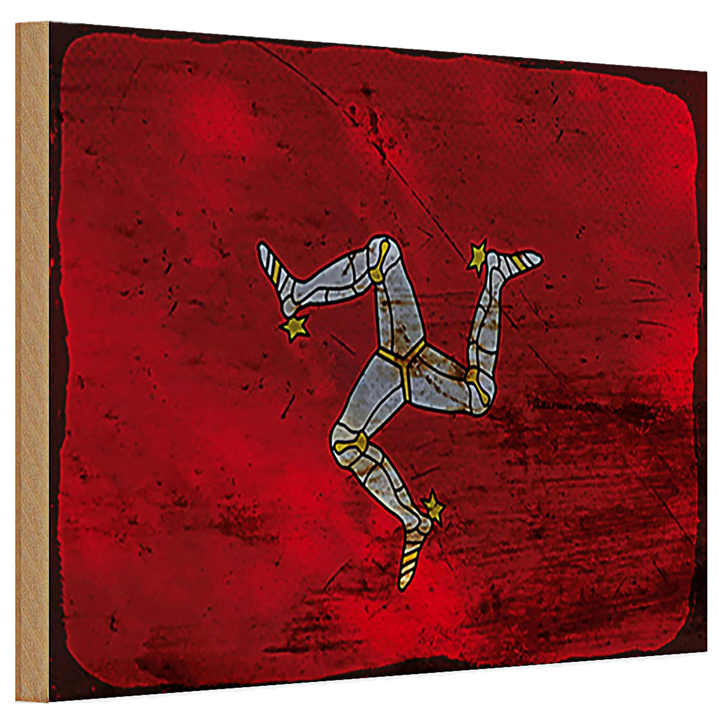 Roomando Holzbild Holzschild Flagge Isle of Man 30x20cm Isle of Man Rost
