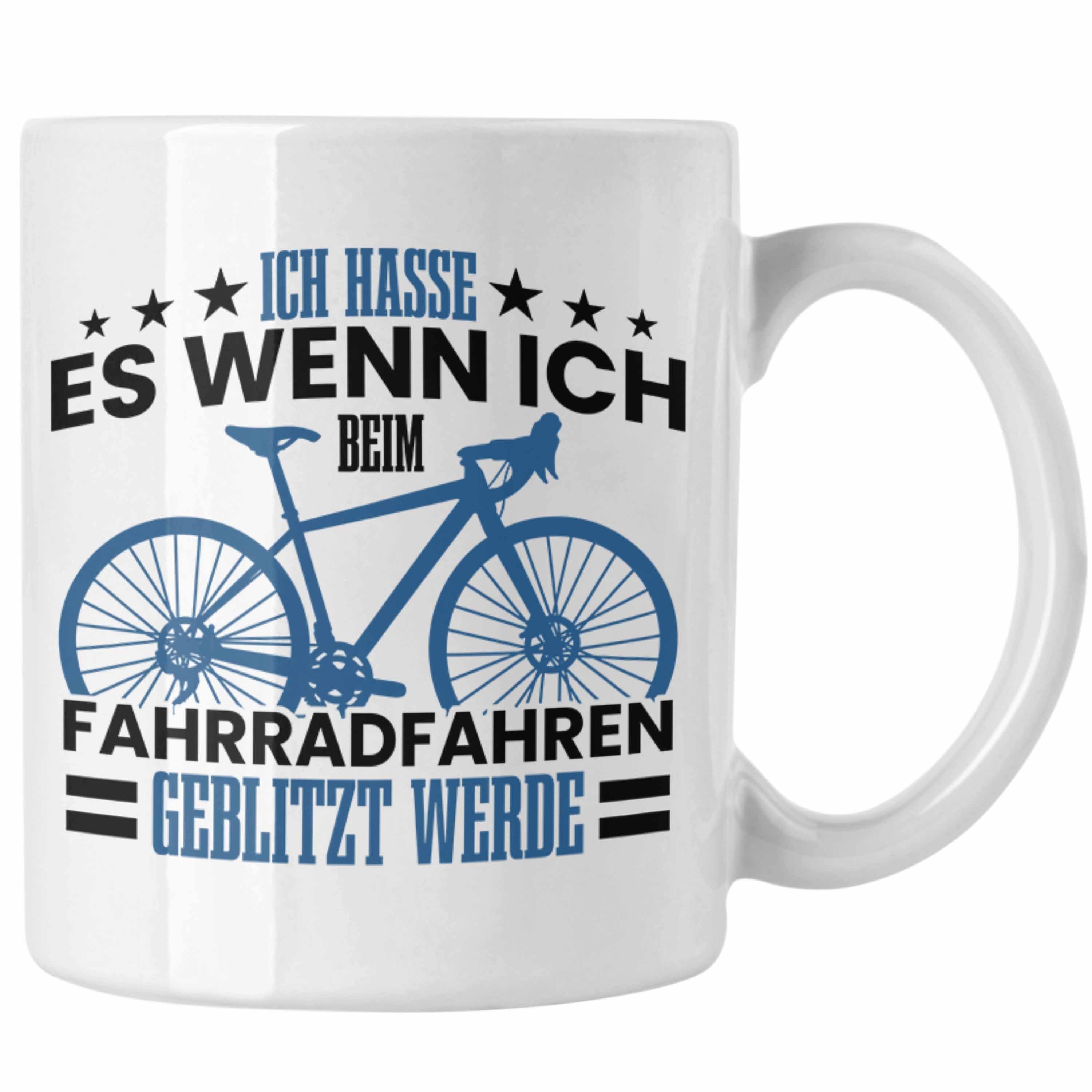 Trendation Tasse Tasse Fahrradfahrer Geschenk Weiss Geblitzt Radfahrer Fahrradfahrern für Wer