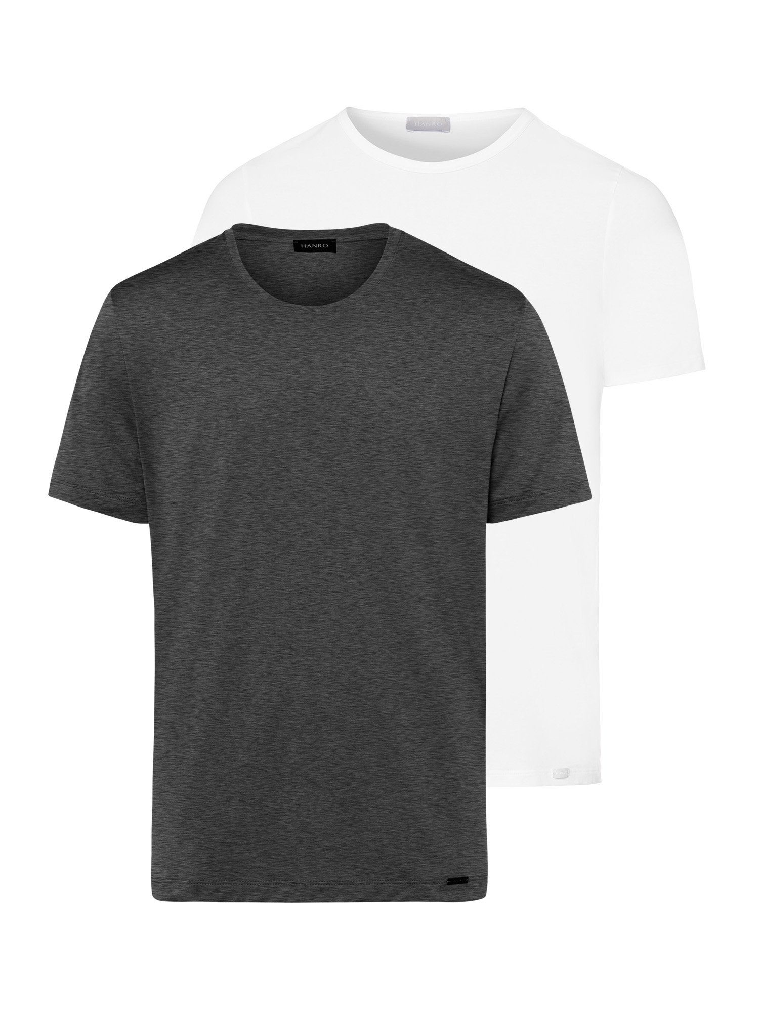Essentials (2-tlg) mélange white Cotton / coal T-Shirt Hanro