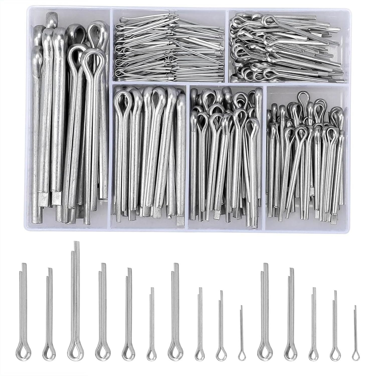 FELIXLEO Klappsplint 260 Stück Splinte Sortiment Edelstahl Federsplinte Clips Auto, (1-tlg)