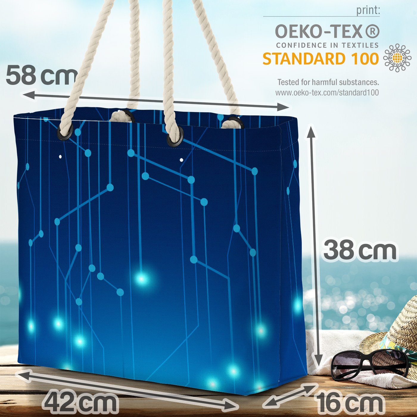 VOID Strandtasche (1-tlg), Connect Beach connection cyberspace chip anime abstrakt technologie cyborg Bag