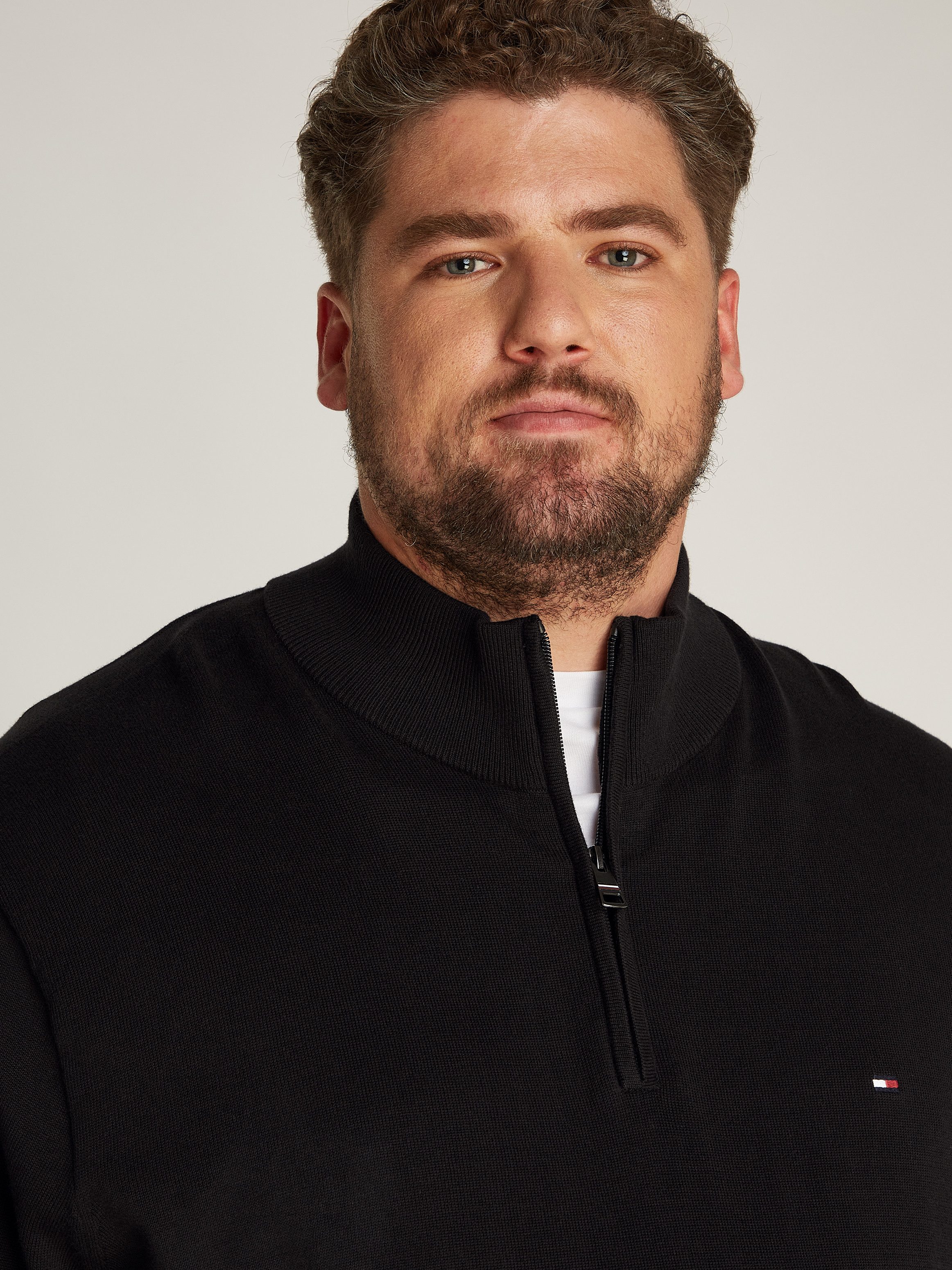 Tommy Hilfiger Big & Tall Stehkragenpullover BT-ESSENTIAL COTTON ZIP MOCK-B Großen Größen
