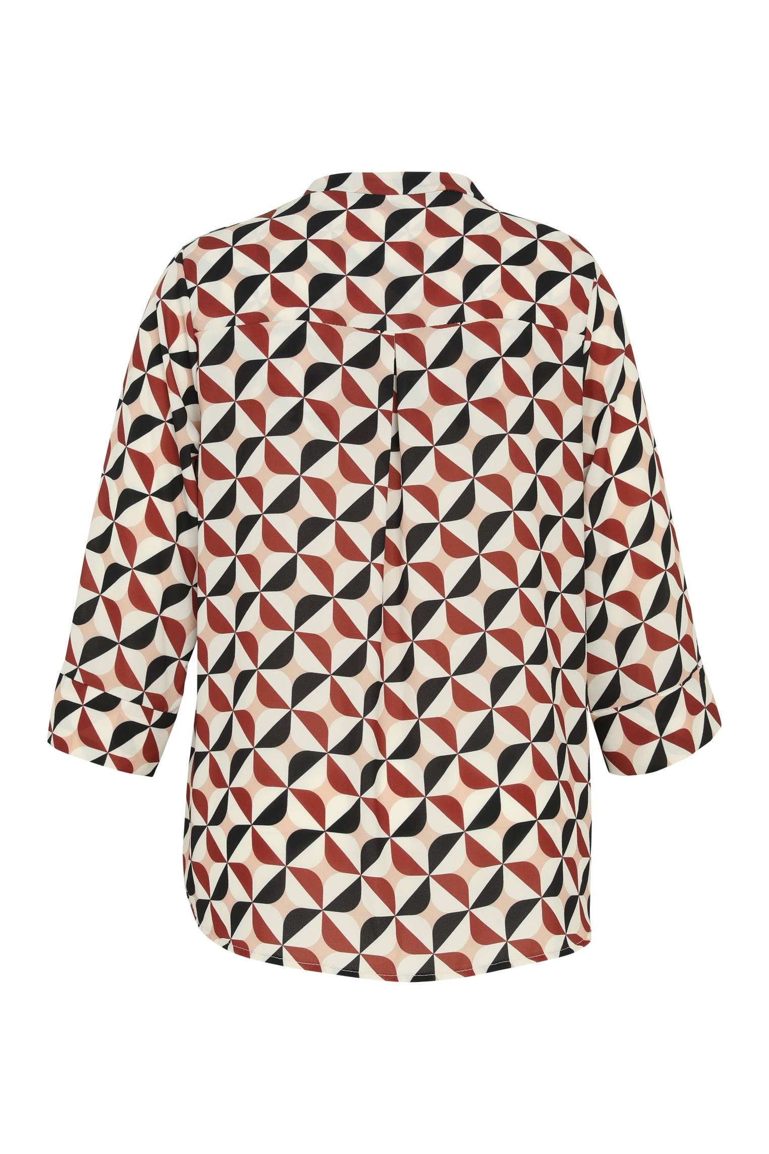 Paprika Shirtbluse Geknöpfte Bluse Mit Cognac Muster (1-tlg) Geometrischem