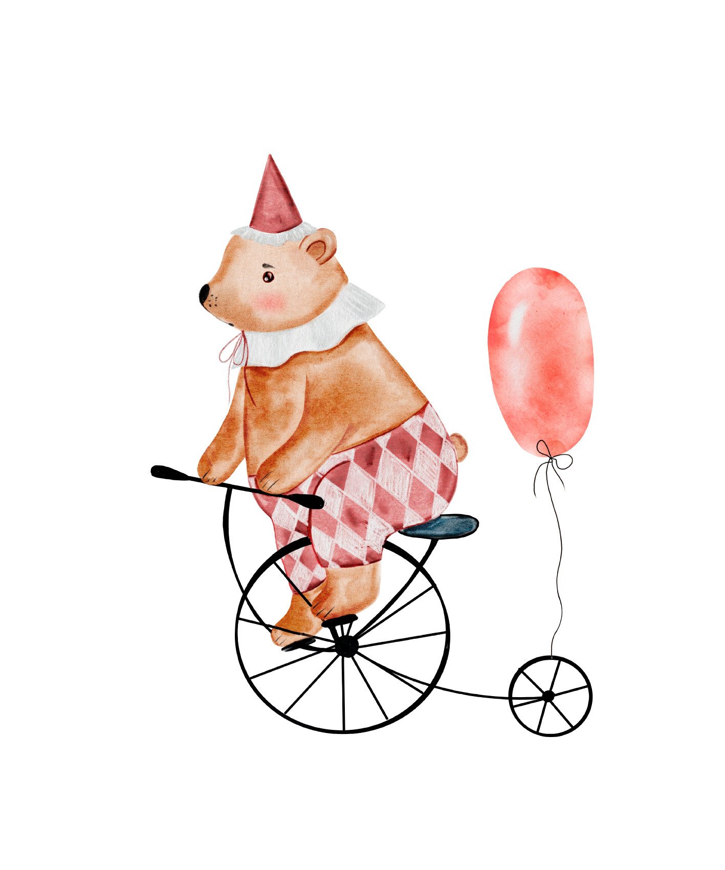 Lüttenhütt Bild mit Rahmen oder Poster, Bär mit Luftballon, Bär, Fahrräder, Fahrzeuge, Fantasy, Karneval, Luftballon, Tiere (1 St), HD Premium Druck