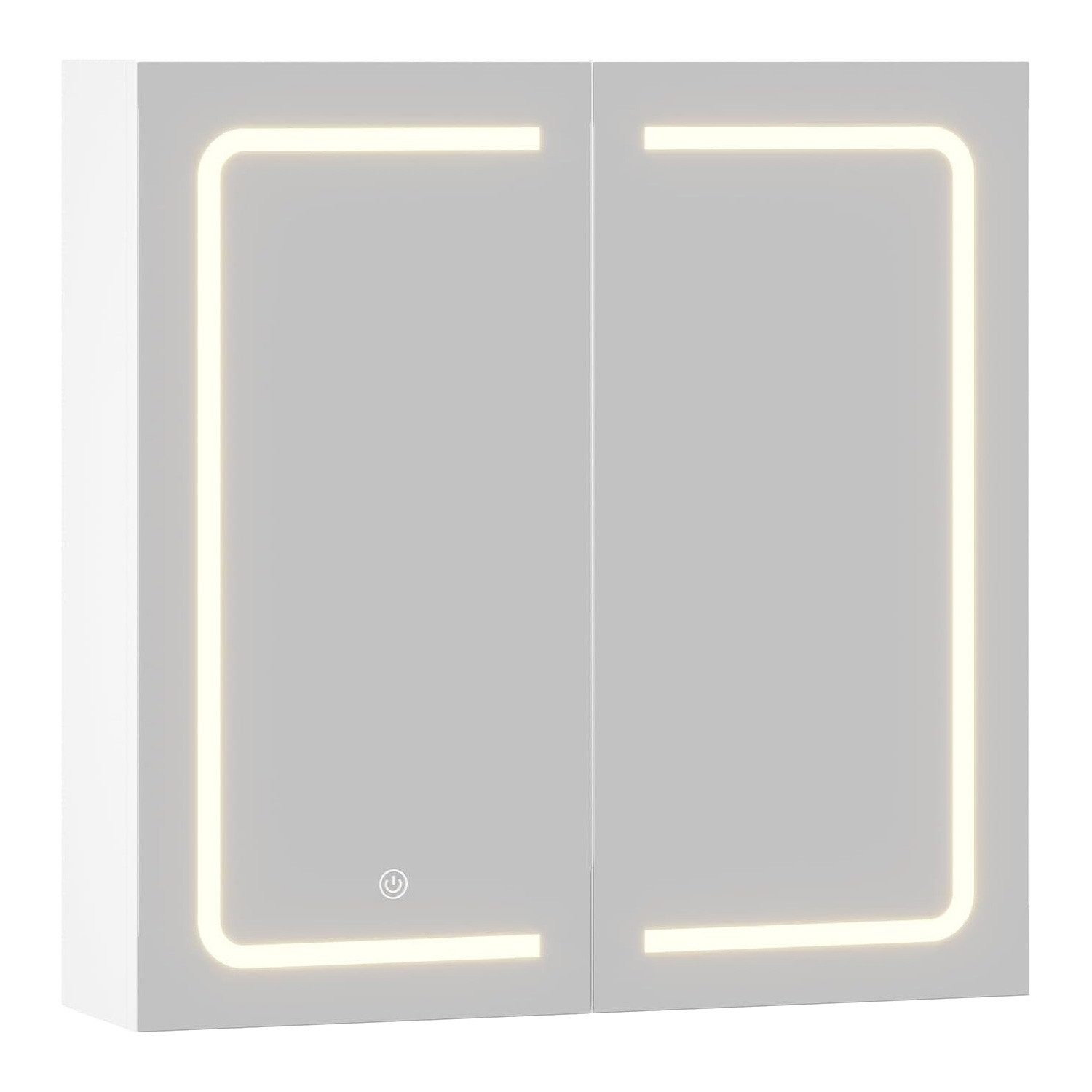 MSMASK Badezimmerspiegelschrank mit LED-Beleuchtung, Sensorschalter, 17 x 65 x 65 cm, Weiß (1-St) 2 Türen & verstellbare Ablage