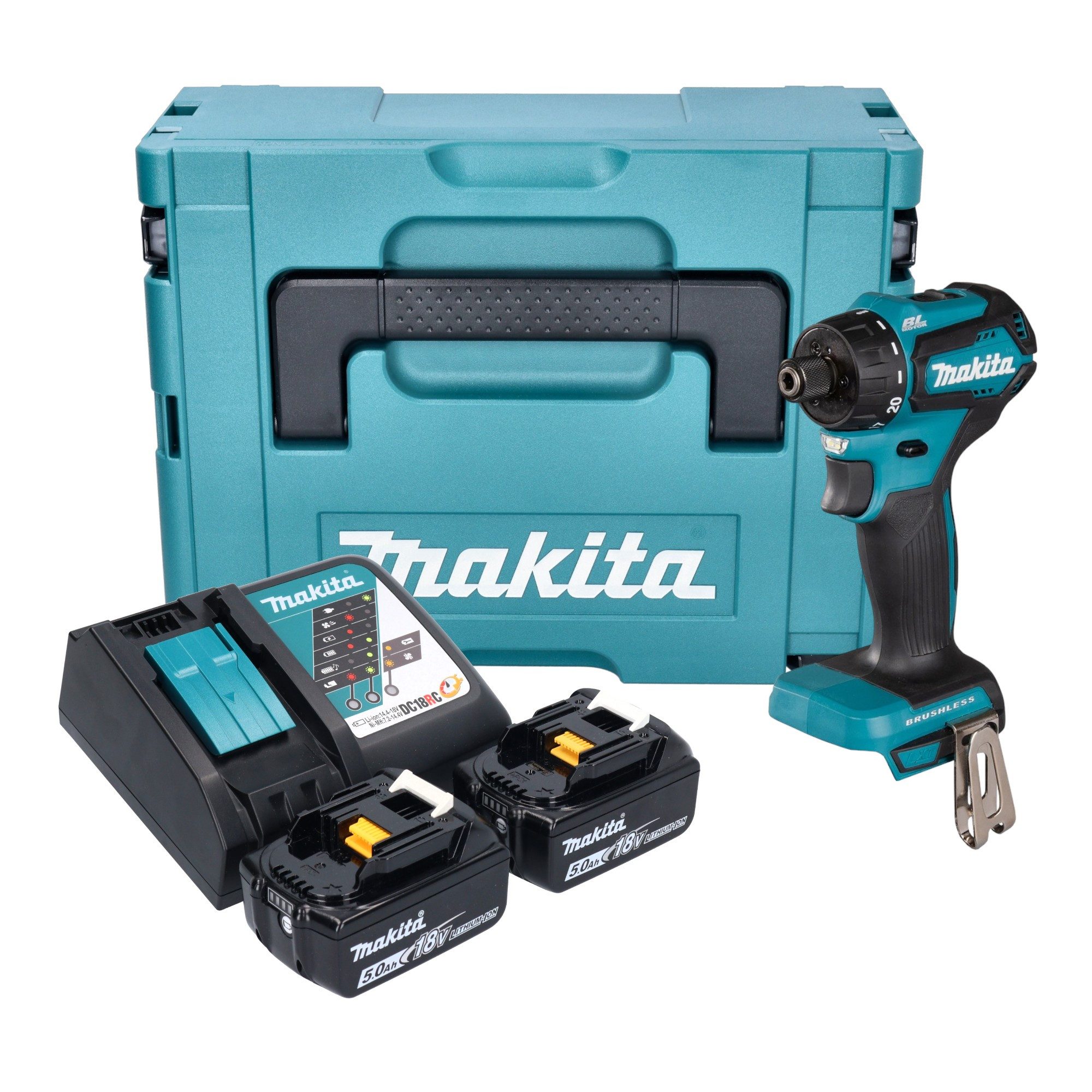 Makita Akku-Schrauber DDF 083 RTJ Akku Bohrschrauber 18 V 40 Nm 1/4'' Brushless