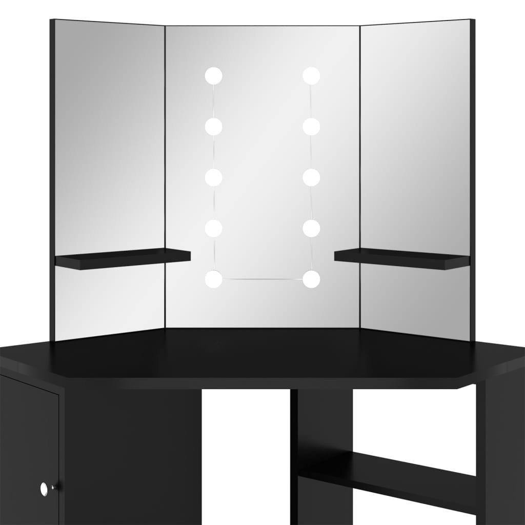 Schminktisch (1-St) furnicato cm Eck-mit LED 111x54x141,5 Schwarz